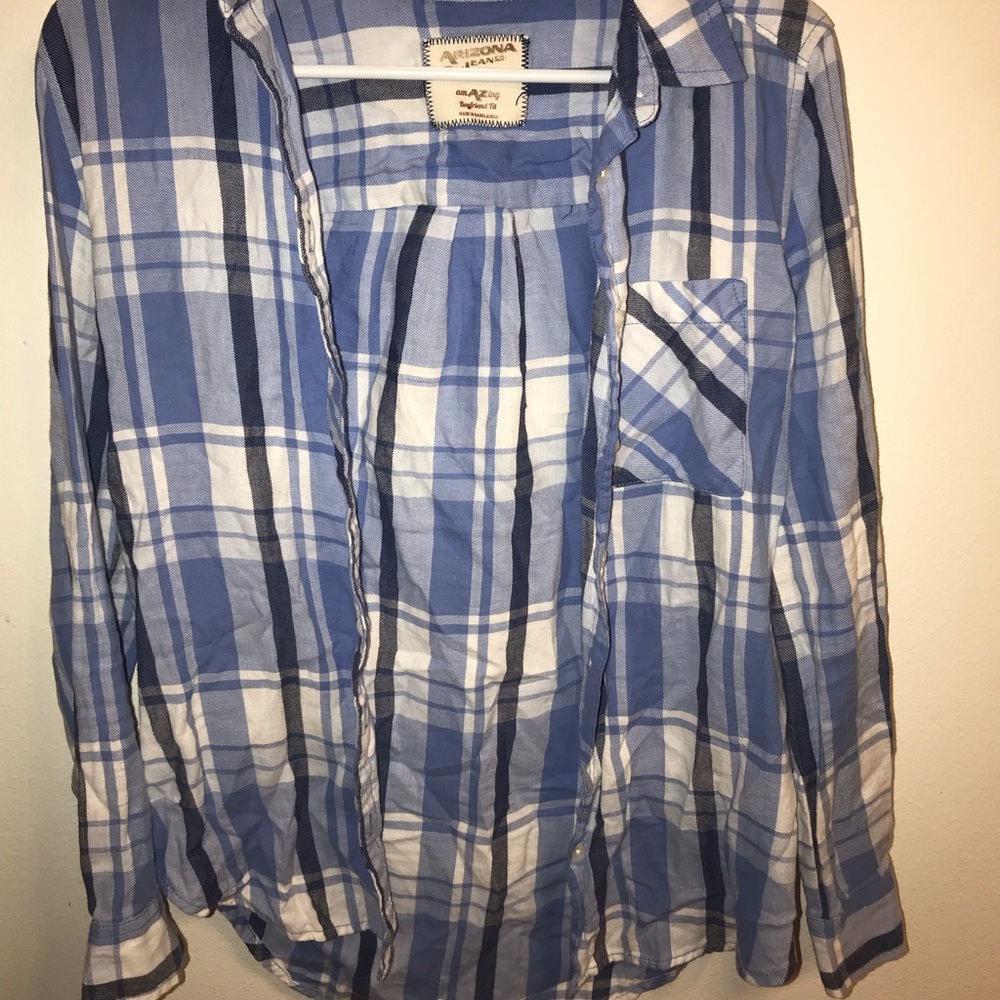 blue and white flannel